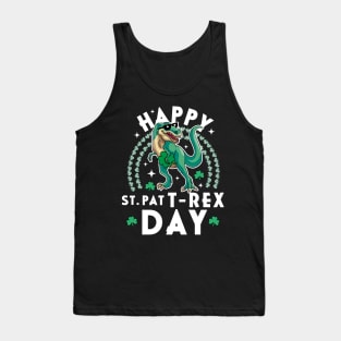 Happy St Pat Trex Day Dinosaur St Patricks Day Toddler Kids Tank Top